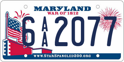 MD license plate 6AA2077