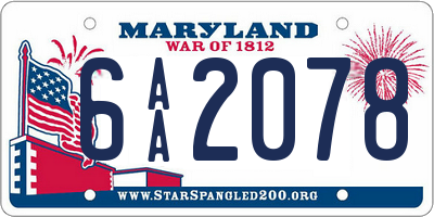 MD license plate 6AA2078