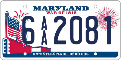 MD license plate 6AA2081