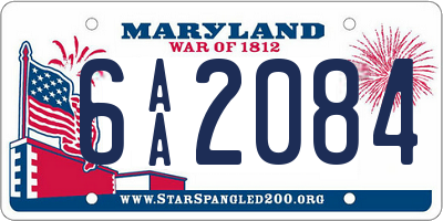 MD license plate 6AA2084