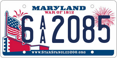 MD license plate 6AA2085