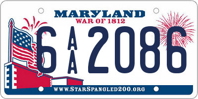 MD license plate 6AA2086