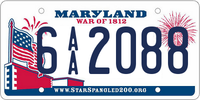 MD license plate 6AA2088