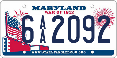 MD license plate 6AA2092