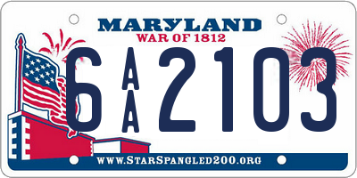 MD license plate 6AA2103