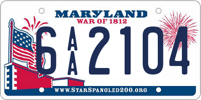 MD license plate 6AA2104