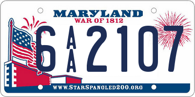 MD license plate 6AA2107