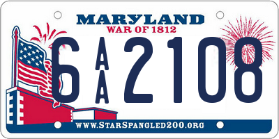 MD license plate 6AA2108