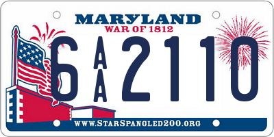 MD license plate 6AA2110