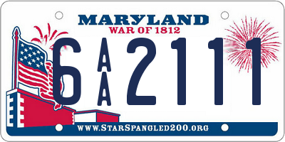 MD license plate 6AA2111