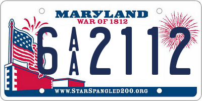 MD license plate 6AA2112