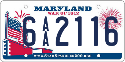 MD license plate 6AA2116