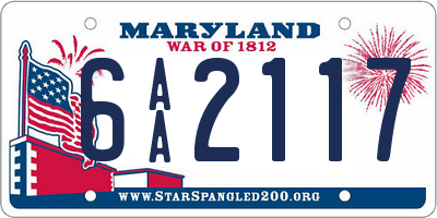 MD license plate 6AA2117