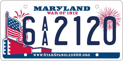 MD license plate 6AA2120