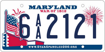 MD license plate 6AA2121