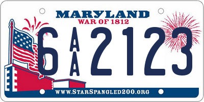 MD license plate 6AA2123