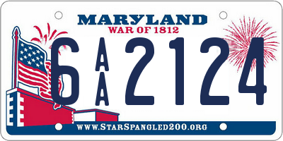 MD license plate 6AA2124