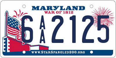 MD license plate 6AA2125