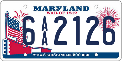 MD license plate 6AA2126