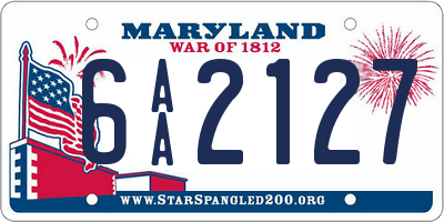 MD license plate 6AA2127