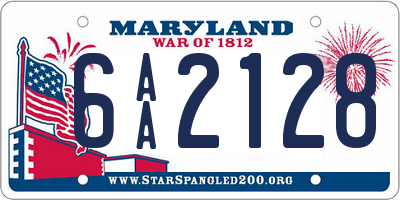 MD license plate 6AA2128