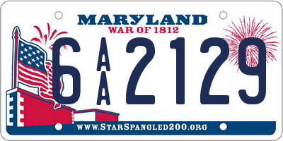 MD license plate 6AA2129