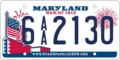 MD license plate 6AA2130