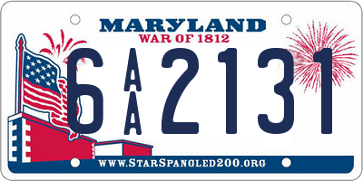 MD license plate 6AA2131