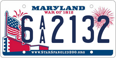 MD license plate 6AA2132