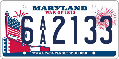 MD license plate 6AA2133