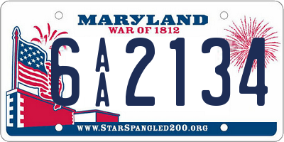 MD license plate 6AA2134