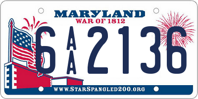 MD license plate 6AA2136