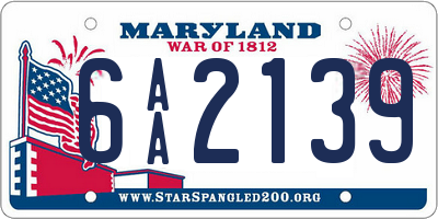 MD license plate 6AA2139