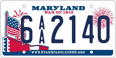 MD license plate 6AA2140