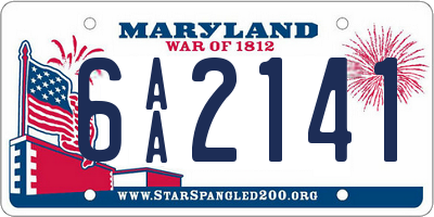 MD license plate 6AA2141