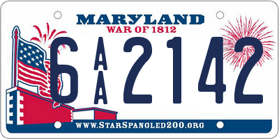 MD license plate 6AA2142