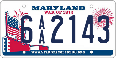 MD license plate 6AA2143