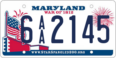 MD license plate 6AA2145