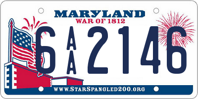 MD license plate 6AA2146