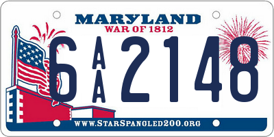 MD license plate 6AA2148