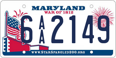 MD license plate 6AA2149