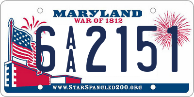 MD license plate 6AA2151