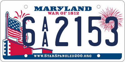 MD license plate 6AA2153