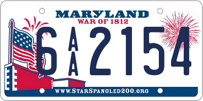 MD license plate 6AA2154