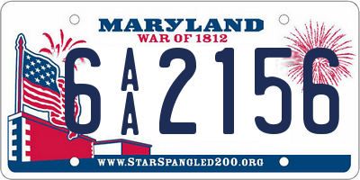 MD license plate 6AA2156