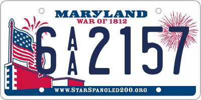 MD license plate 6AA2157