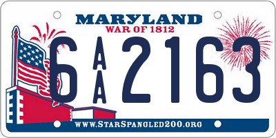 MD license plate 6AA2163