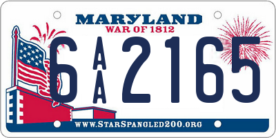 MD license plate 6AA2165