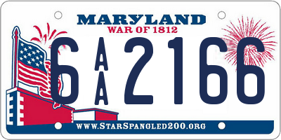 MD license plate 6AA2166