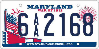 MD license plate 6AA2168